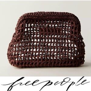 Free People Sand Bound Clutch in Chocolate NWT $58